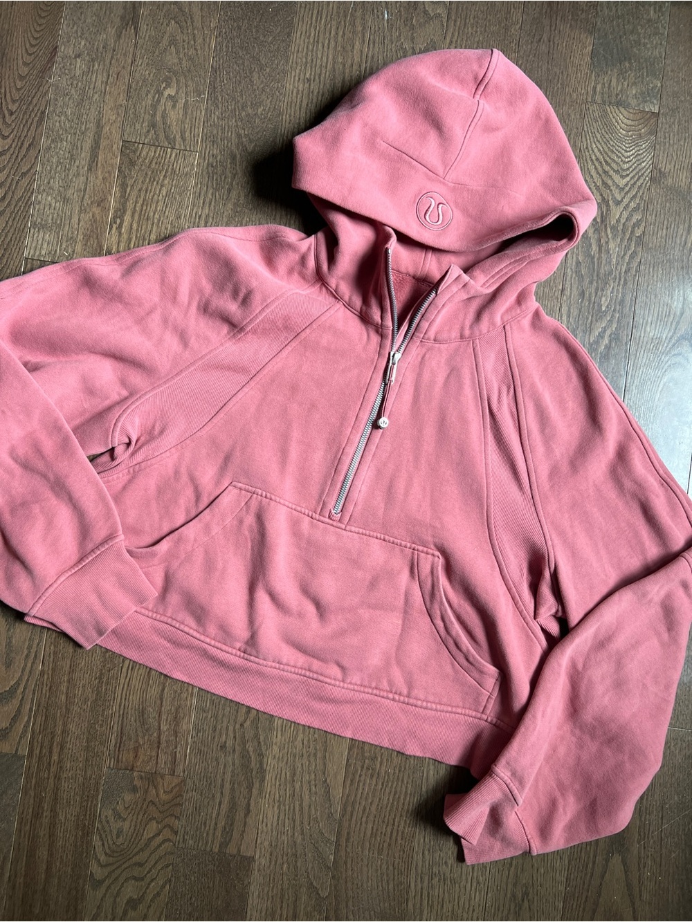 lululemon athletica Cropped scuba Half-Zip Hoodie in Dusty Rose size m/l